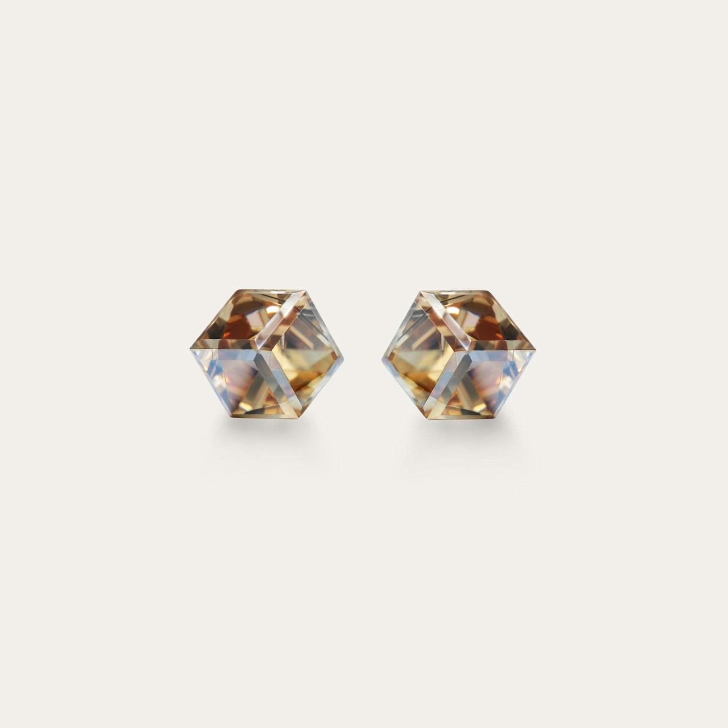 Irene - Golden Shadow - 4mm Gold Color Cubic Crystal - Hypoallergenic Stainless Steel Stud Earring - Earrings - irene - cubic - 4mm - gsha - golden - shadow - Seona