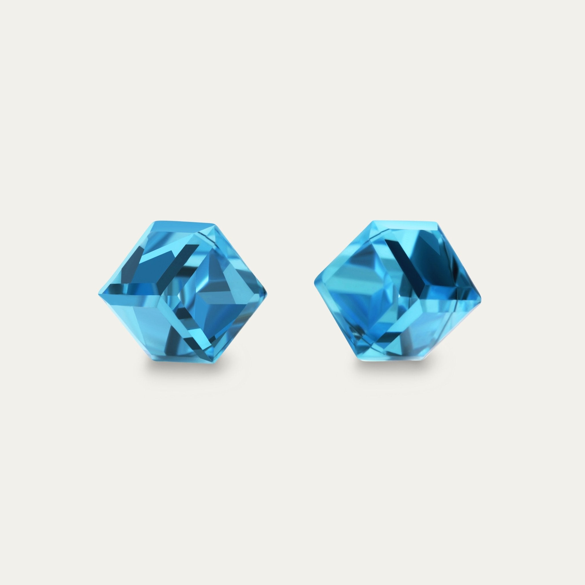 Iris - Aquamarine - 6mm Blue Color Cubic Crystal - Hypoallergenic Stainless Steel Stud Earring - Earrings - iris - cubic - 6mm - 202 - aquamarine - Seona