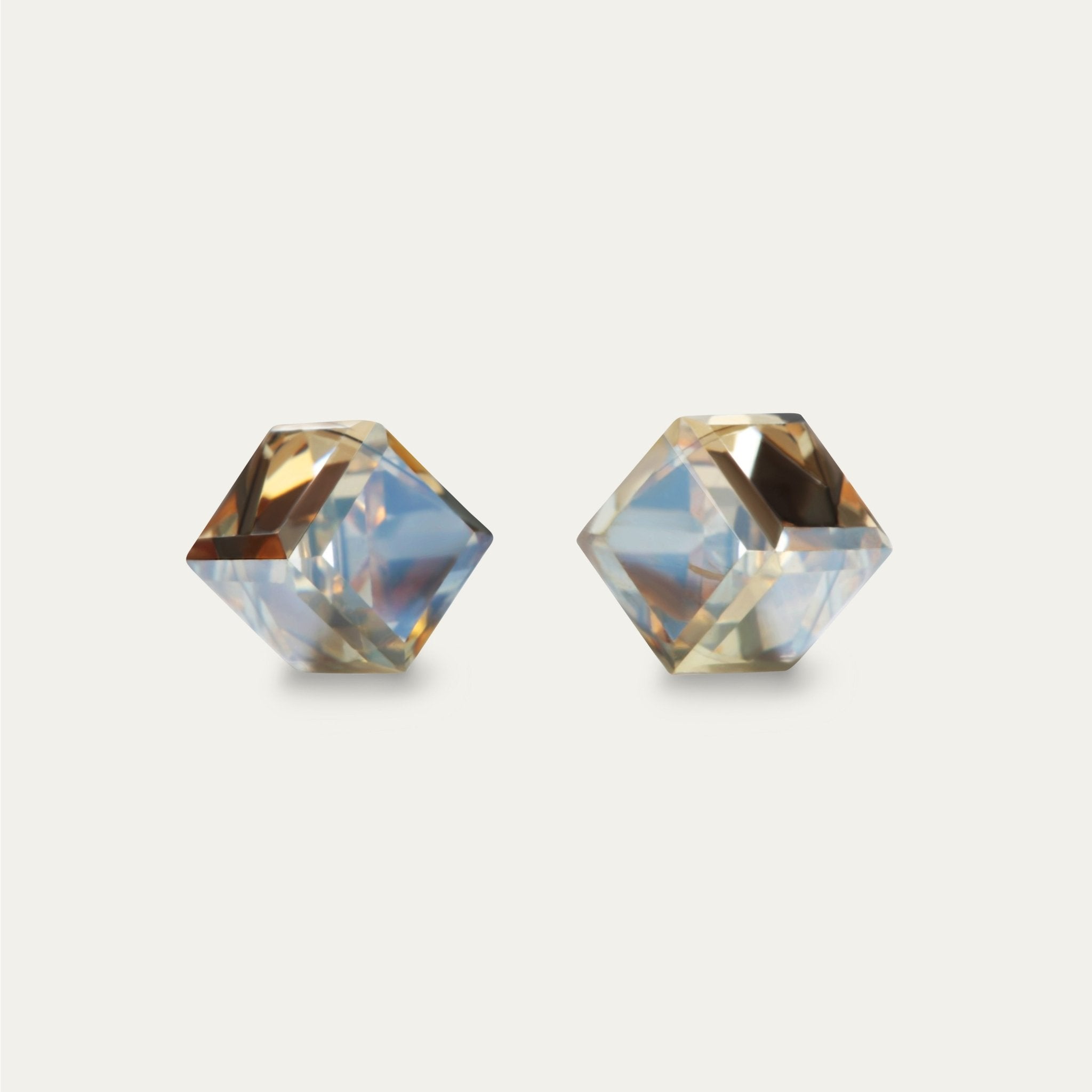 Iris - Golden Shadow - 6mm Gold Color Cubic Crystal - Hypoallergenic Stainless Steel Stud Earring - Earrings - iris - cubic - 6mm - gsha - golden - shadow - Seona