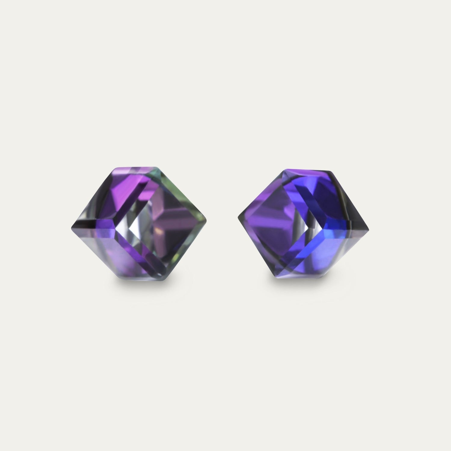 Iris - Heliotrope - 6mm Iridescent & Purple Color Cubic Crystal - Hypoallergenic Stainless Steel Stud Earring - Earrings - iris - cubic - 6mm - hel - heliotrope - Seona