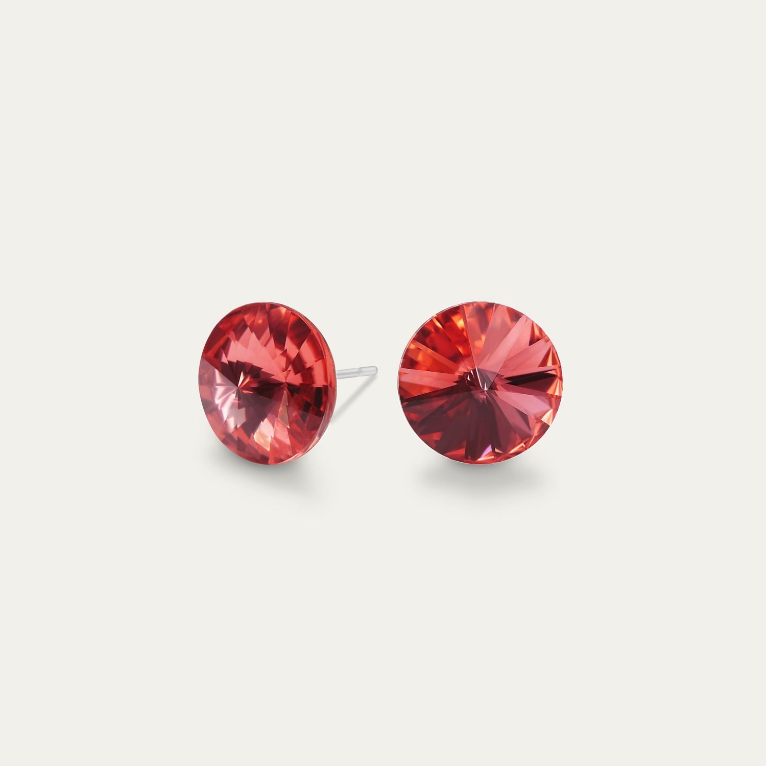 Mila - Padparadscha - 8mm Coral & Red Color Crystal - Hypoallergenic Stainless Steel Stud Earring - Earrings - Mila - Rivoli - 8 - 542 - Padparadscha - Seona