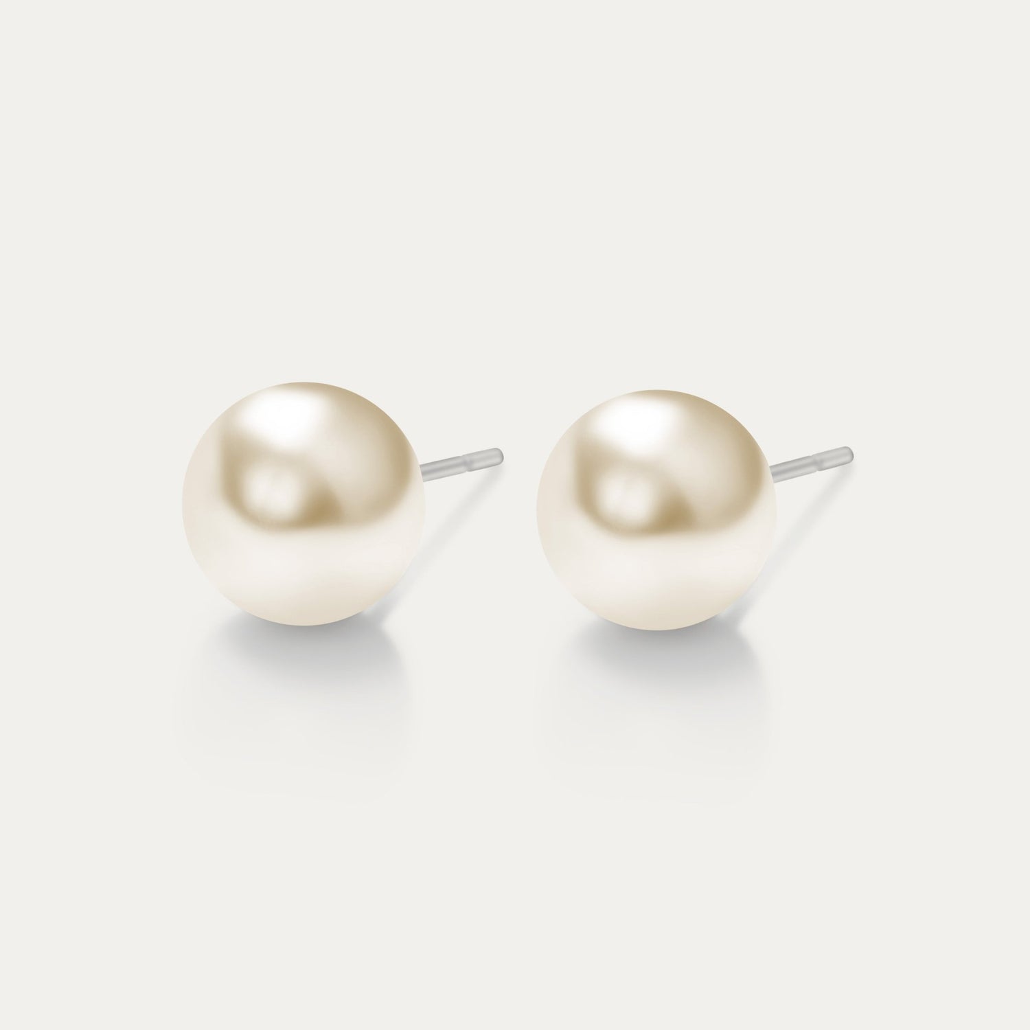 Perla - Cream 10mm Pearl - Hypoallergenic Stainless Steel Stud Earring - Pearl Earrings - perla - classic - cream - pearl - 10mm - Seona
