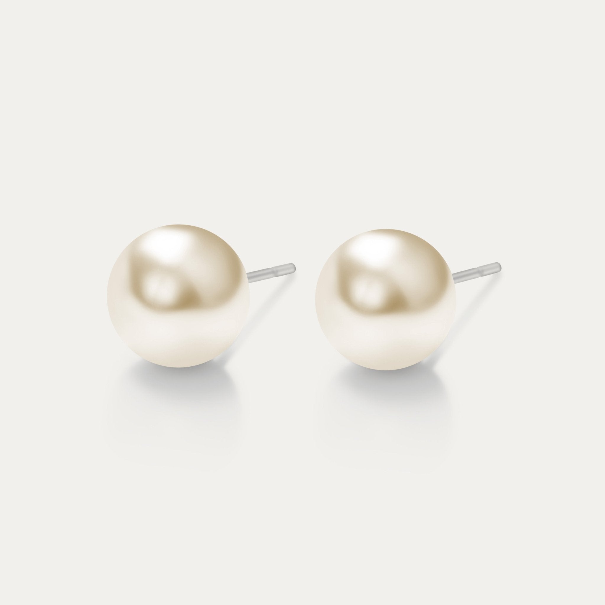 Perla - Cream 10mm Pearl - Hypoallergenic Stainless Steel Stud Earring - Pearl Earrings - perla - classic - cream - pearl - 10mm - Seona