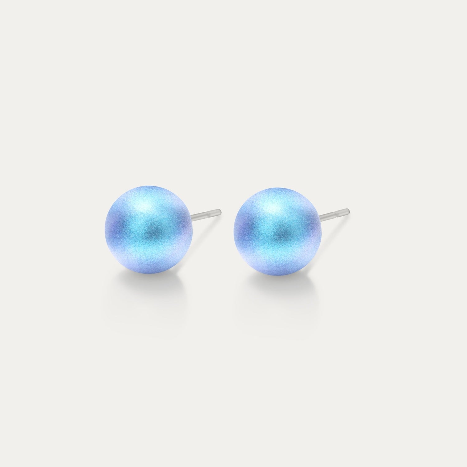 Perla - Iridescent Light Blue 6mm Pearl - Hypoallergenic Stainless Steel Stud Earring - Pearl Earrings - perla - 948 - IR - light - blue - white - pearl - 6mm - Seona