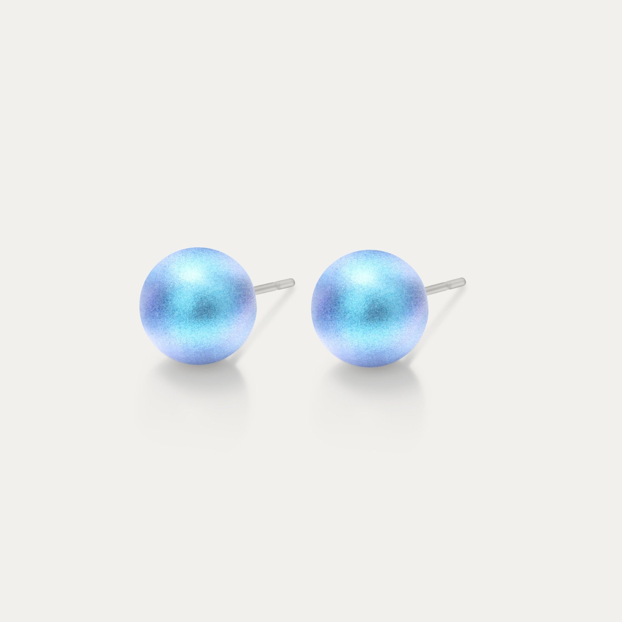 Perla - Iridescent Light Blue 6mm Pearl - Hypoallergenic Stainless Steel Stud Earring - Pearl Earrings - perla - 948 - IR - light - blue - white - pearl - 6mm - Seona