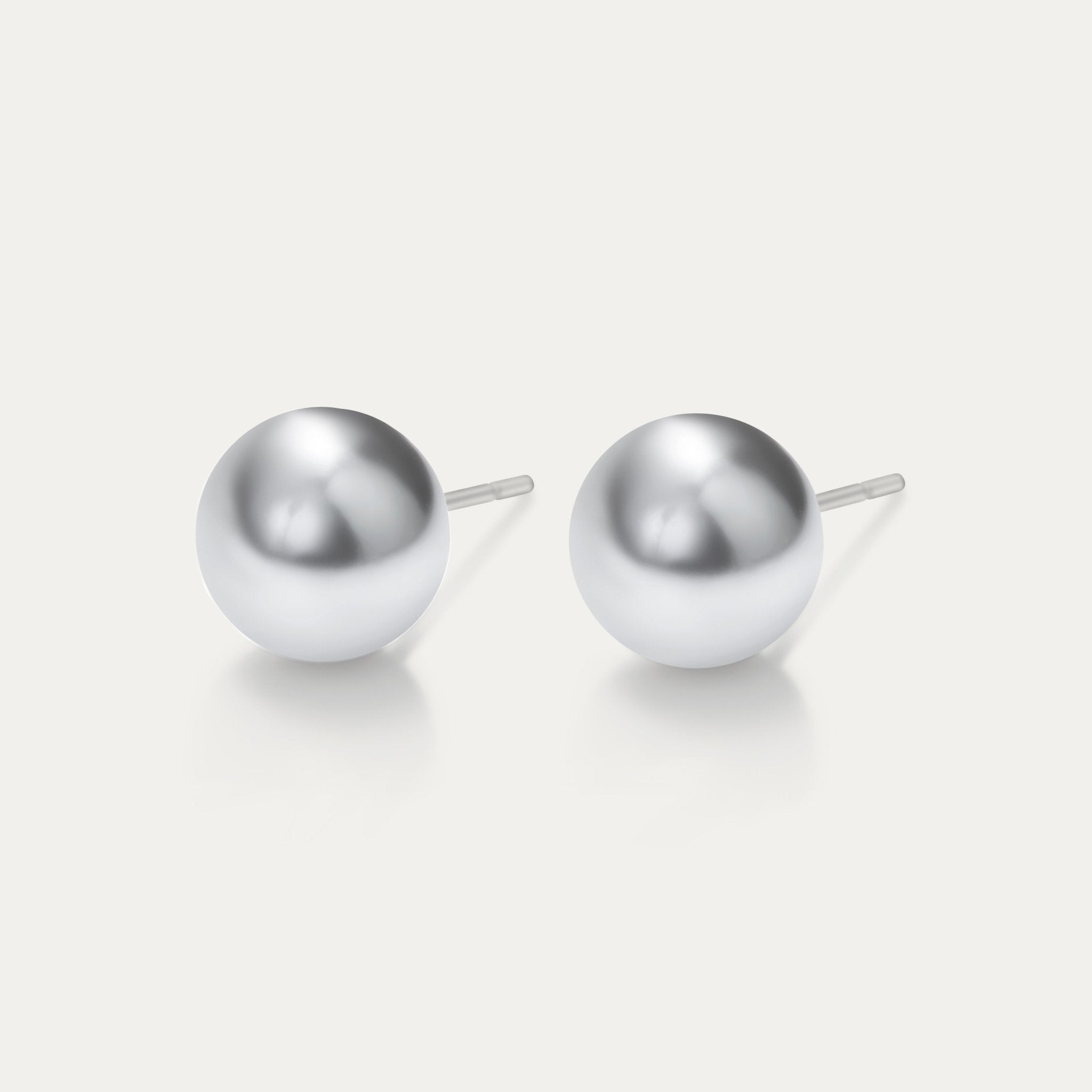 Perla - Light Grey 10mm Pearl - Hypoallergenic Stainless Steel Stud Earring - Pearl Earrings - perla - 616 - light - grey - pearl - 10mm - Seona