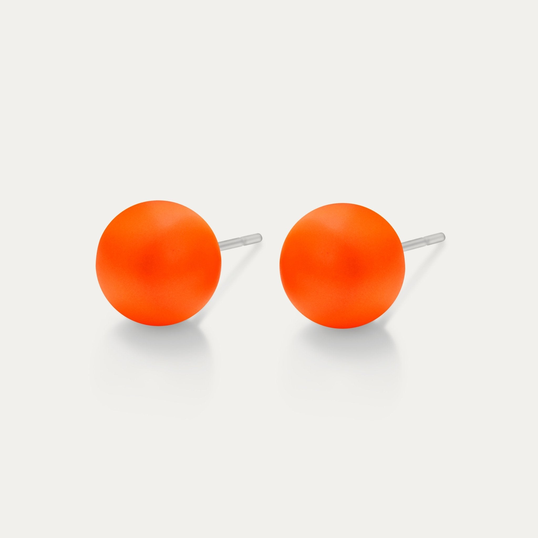 Perla - Neon Orange 10mm Pearl - Hypoallergenic Stainless Steel Stud Earring - Pearl Earrings - perla - 733 - neon - orange - pearl - 10mm - Seona