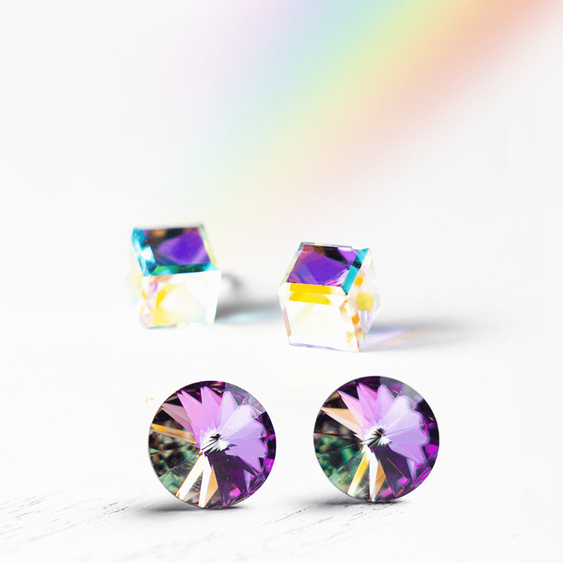 Iridescent Crystal Earrings - Seona