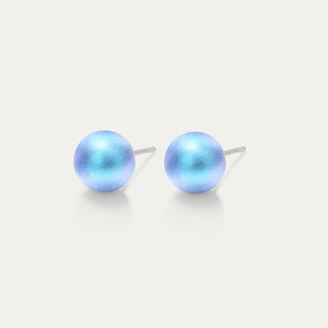 Perla - Iridescent Light Blue 6mm Pearl - Hypoallergenic Stainless Steel Stud Earring