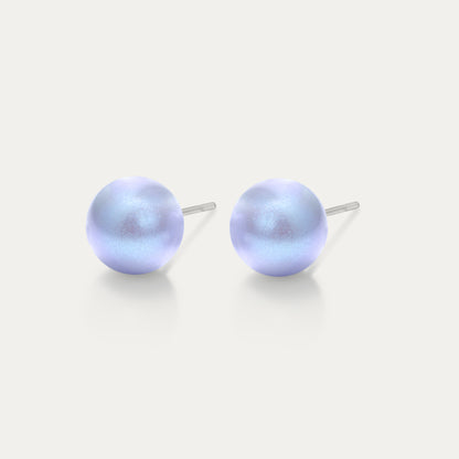 Perla - Iridescent Dreamy Blue 8mm Pearl - Hypoallergenic Stainless Steel Stud Earring