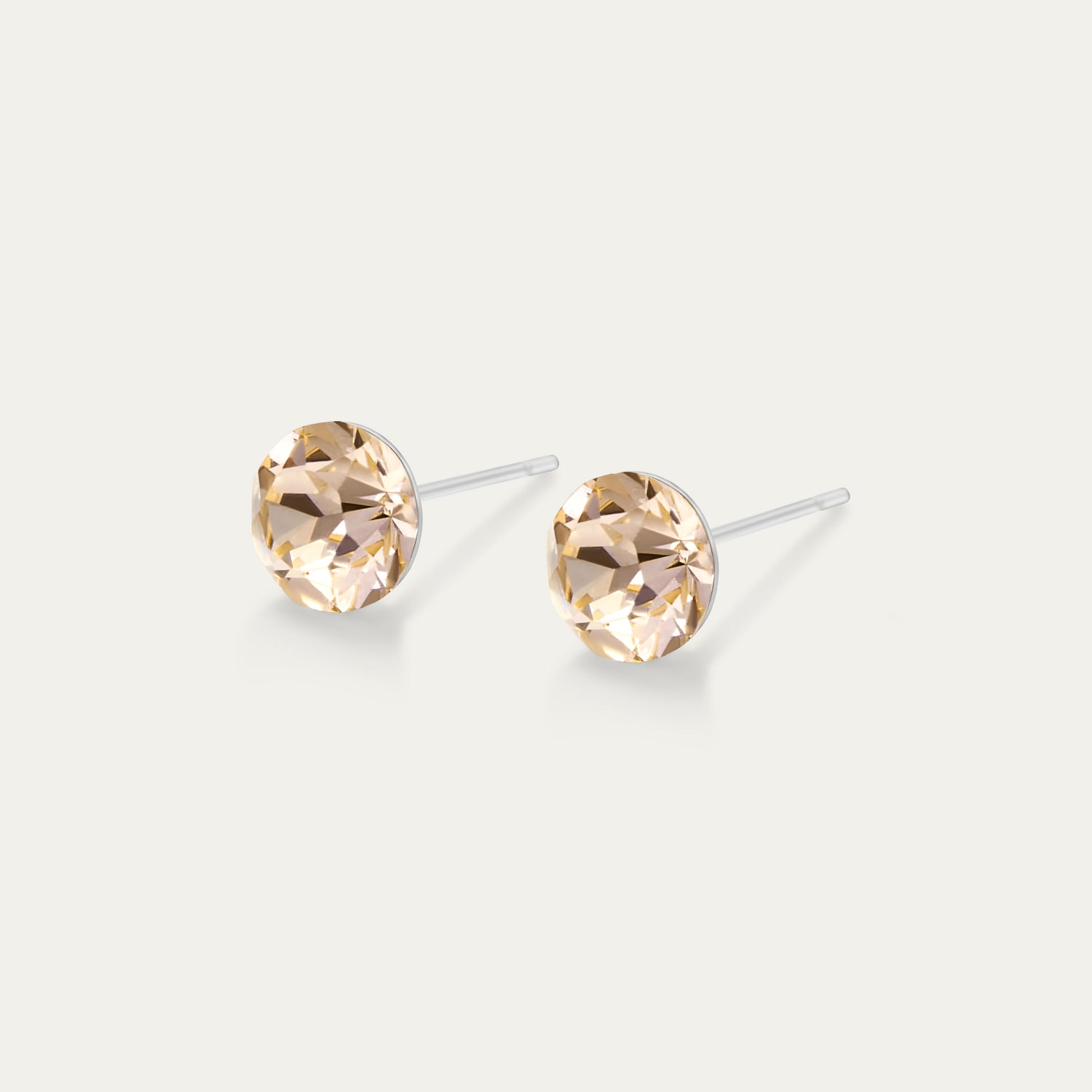 Aurora - Champagne - 6mm Beige Color Crystal - Hypoallergenic Stainless Steel Stud Earring