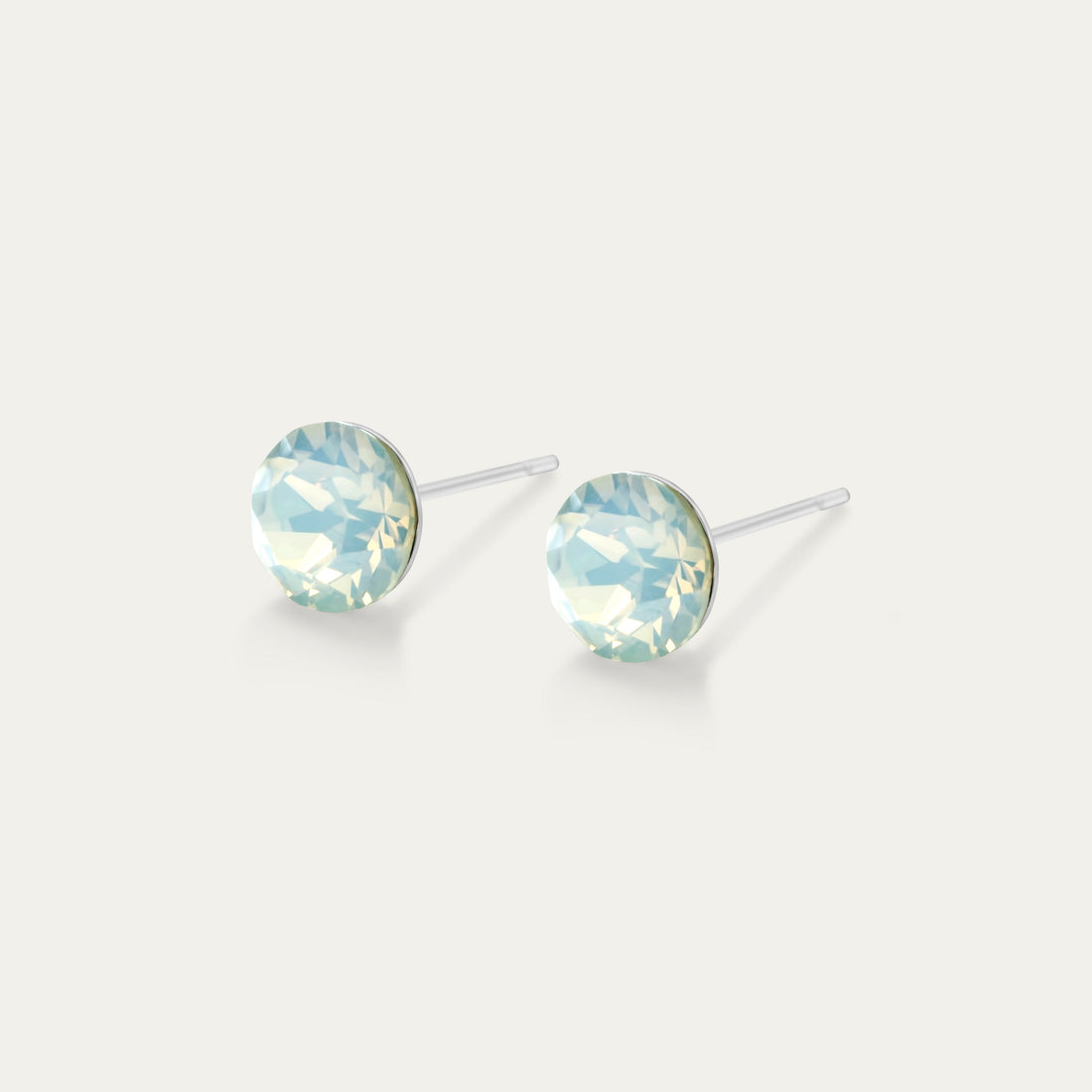 Aurora - White Opal - 6mm White Color Crystal - Hypoallergenic Stainless Steel Stud Earring