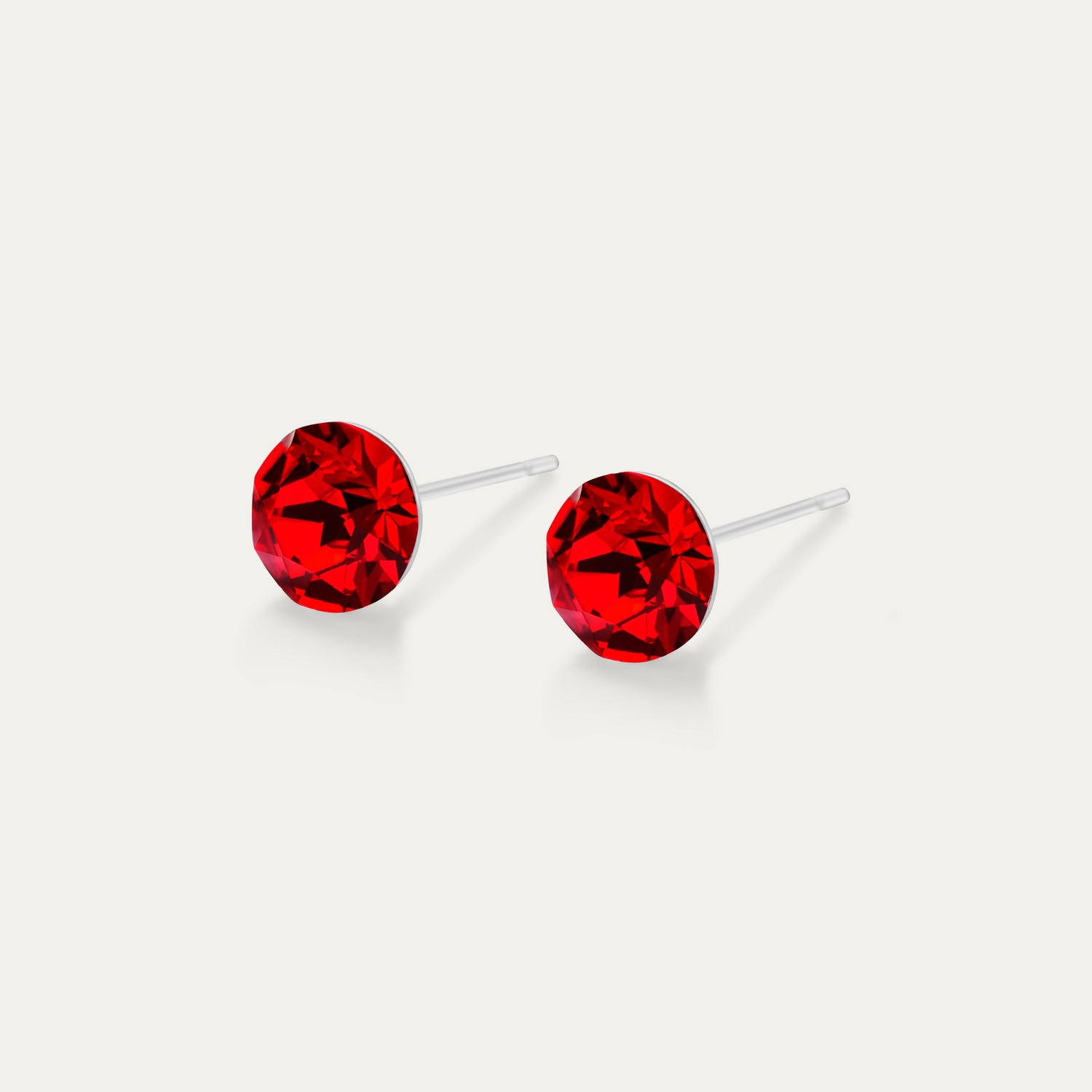 Aurora - Light Siam - 6mm Red Color Crystal - Hypoallergenic Stainless Steel Stud Earring