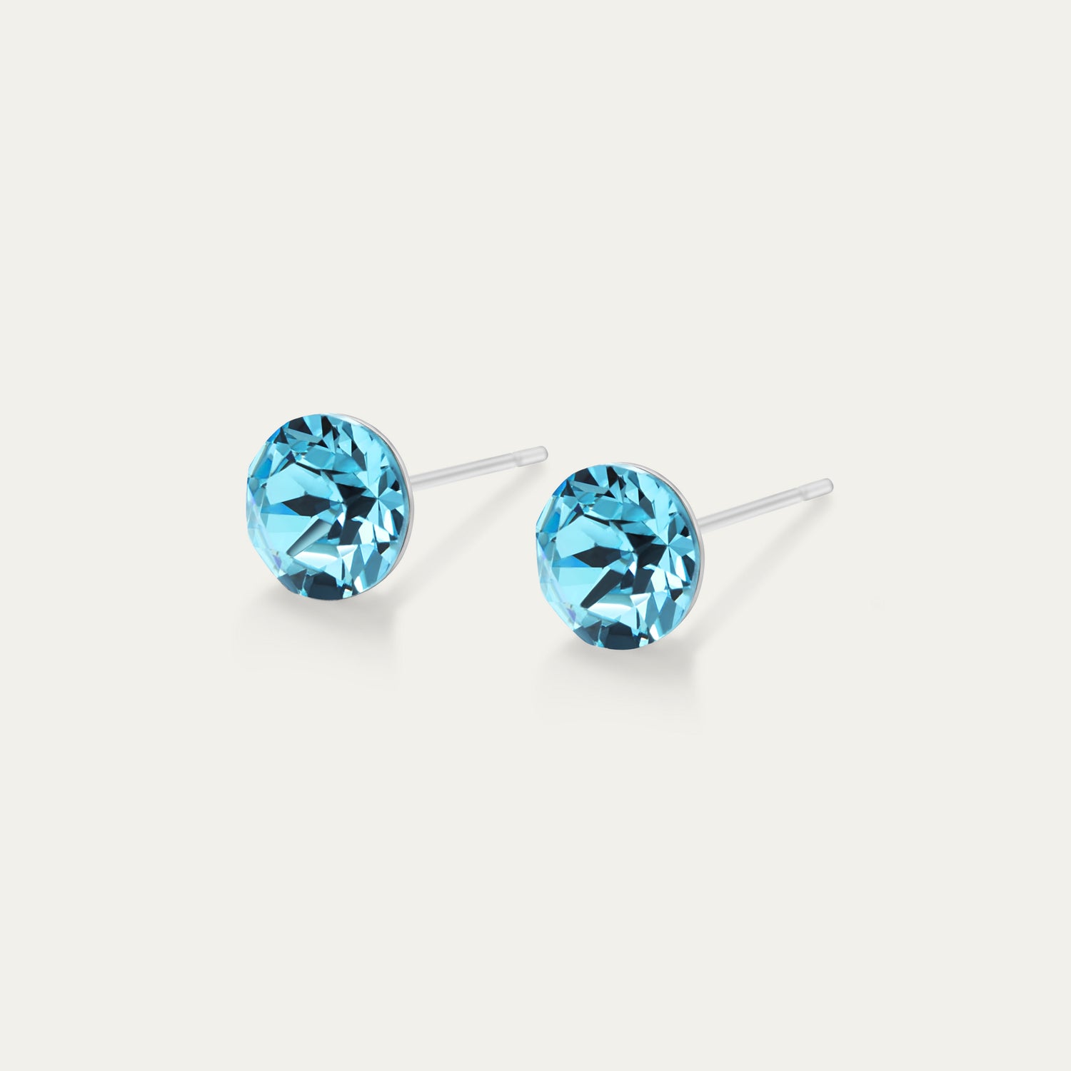 Aurora - Aquamarine - 6mm Blue &amp; Green &amp; Iridescent Color Crystal - Hypoallergenic Stainless Steel Stud Earring