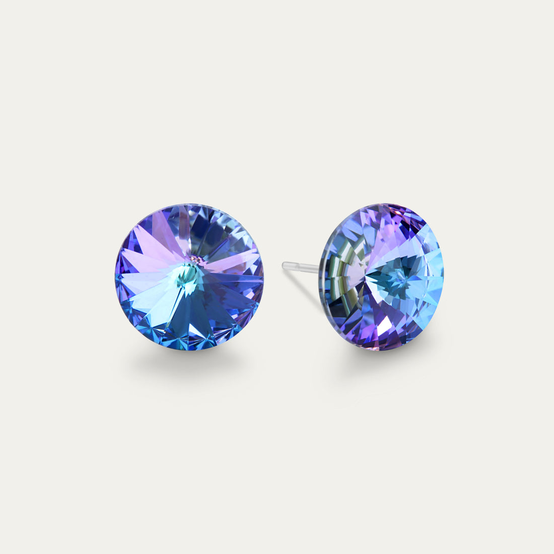 Ella - Vitrail Light - 10mm Iridescent Color Crystal - Hypoallergenic Stainless Steel Stud Earring