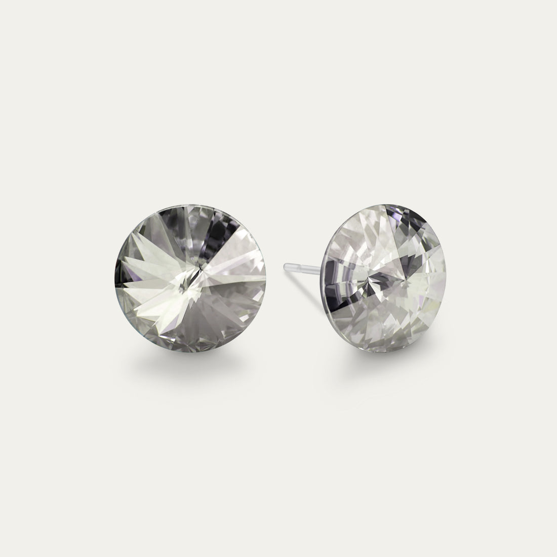 Ella - Silver Shade - 10mm Silver Color Crystal - Hypoallergenic Stainless Steel Stud Earring