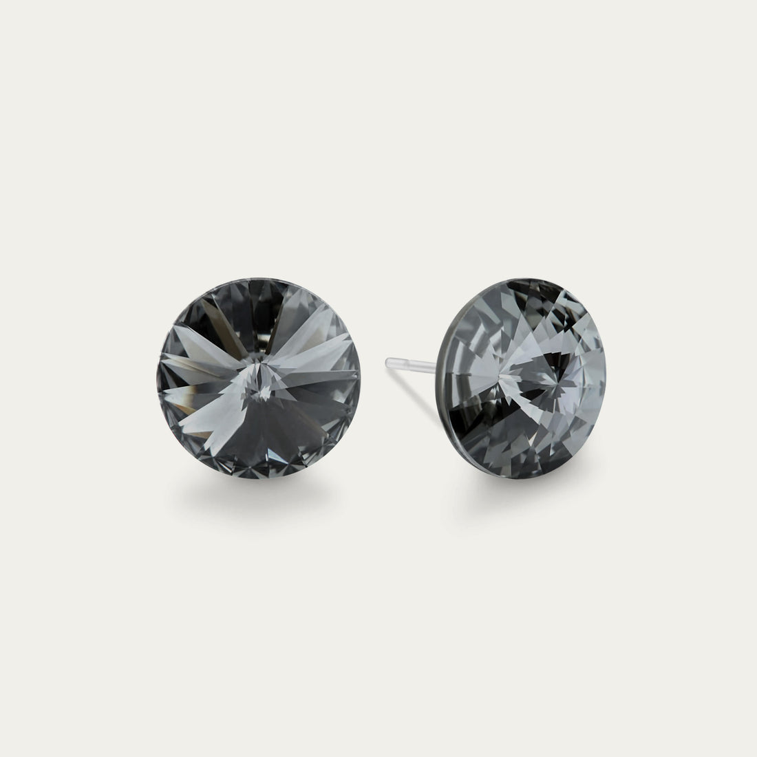 Ella - Silver Night - 10mm Silver Color Crystal - Hypoallergenic Stainless Steel Stud Earring