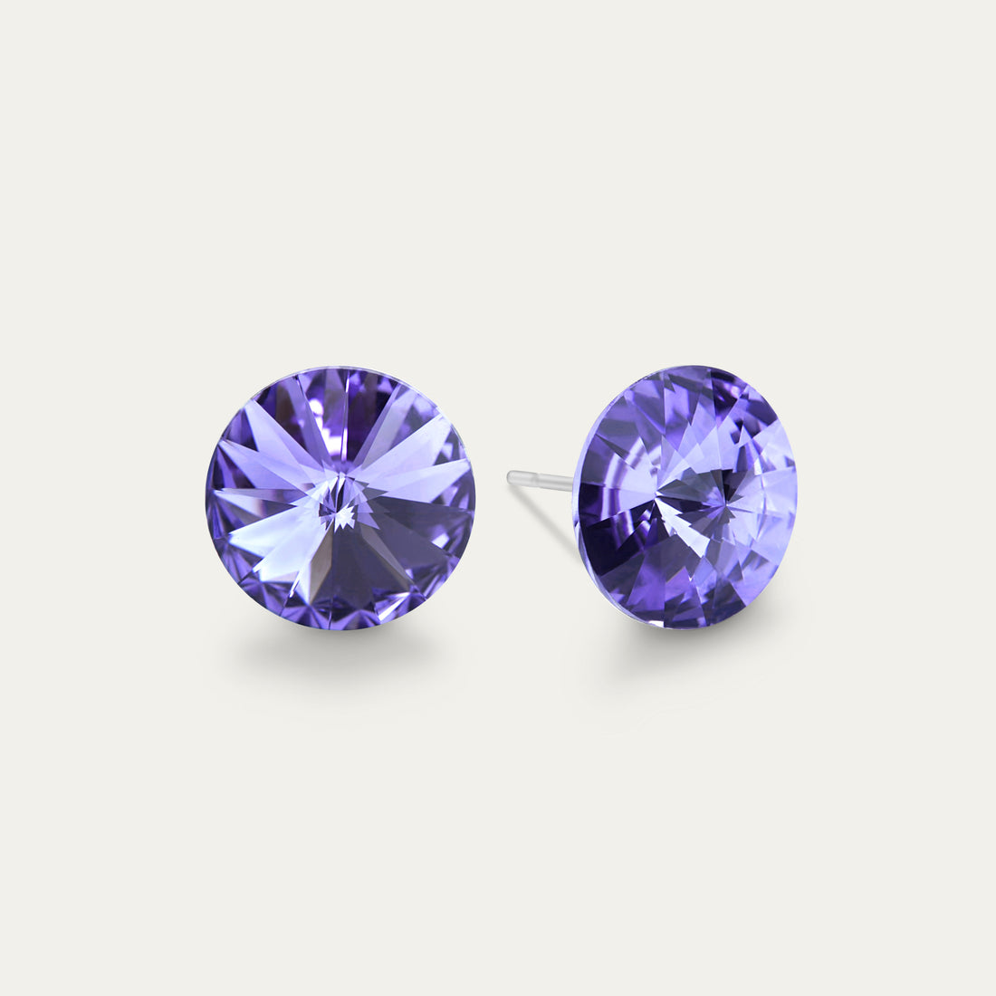 Ella - Tanzanite - 10mm Purple Color Crystal - Hypoallergenic Stainless Steel Stud Earring