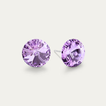 Ella - Violet - 10mm Purple Color Crystal - Hypoallergenic Stainless Steel Stud Earring