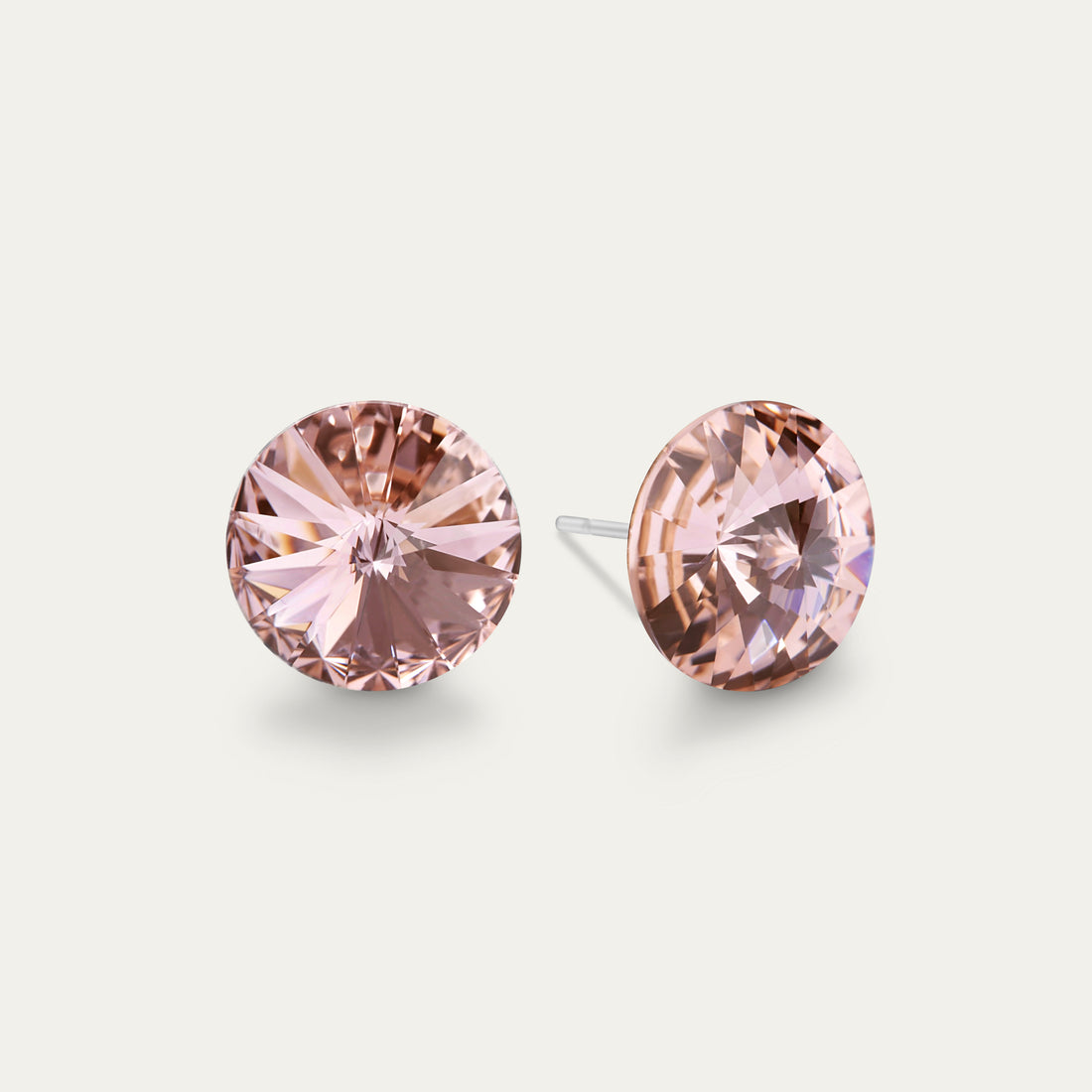 Ella - Vintage Rose - 10mm Pink Color Crystal - Hypoallergenic Stainless Steel Stud Earring