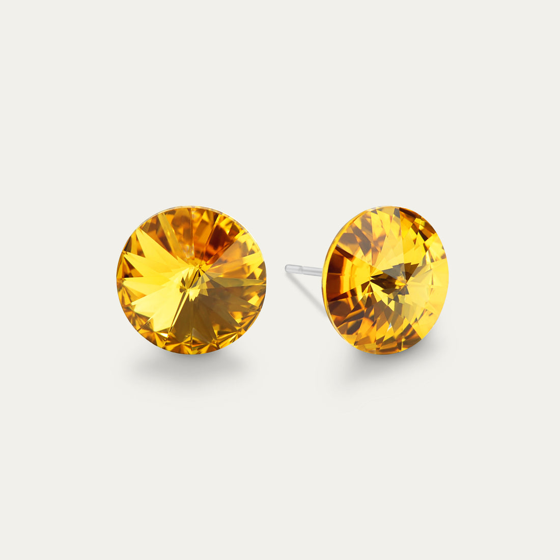 Ella - Sunflower - 10mm Yellow Color Crystal - Hypoallergenic Stainless Steel Stud Earring