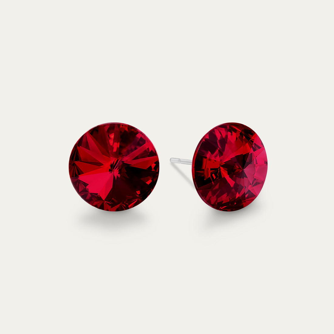Ella - Siam - 10mm Red Color Crystal - Hypoallergenic Stainless Steel Stud Earring