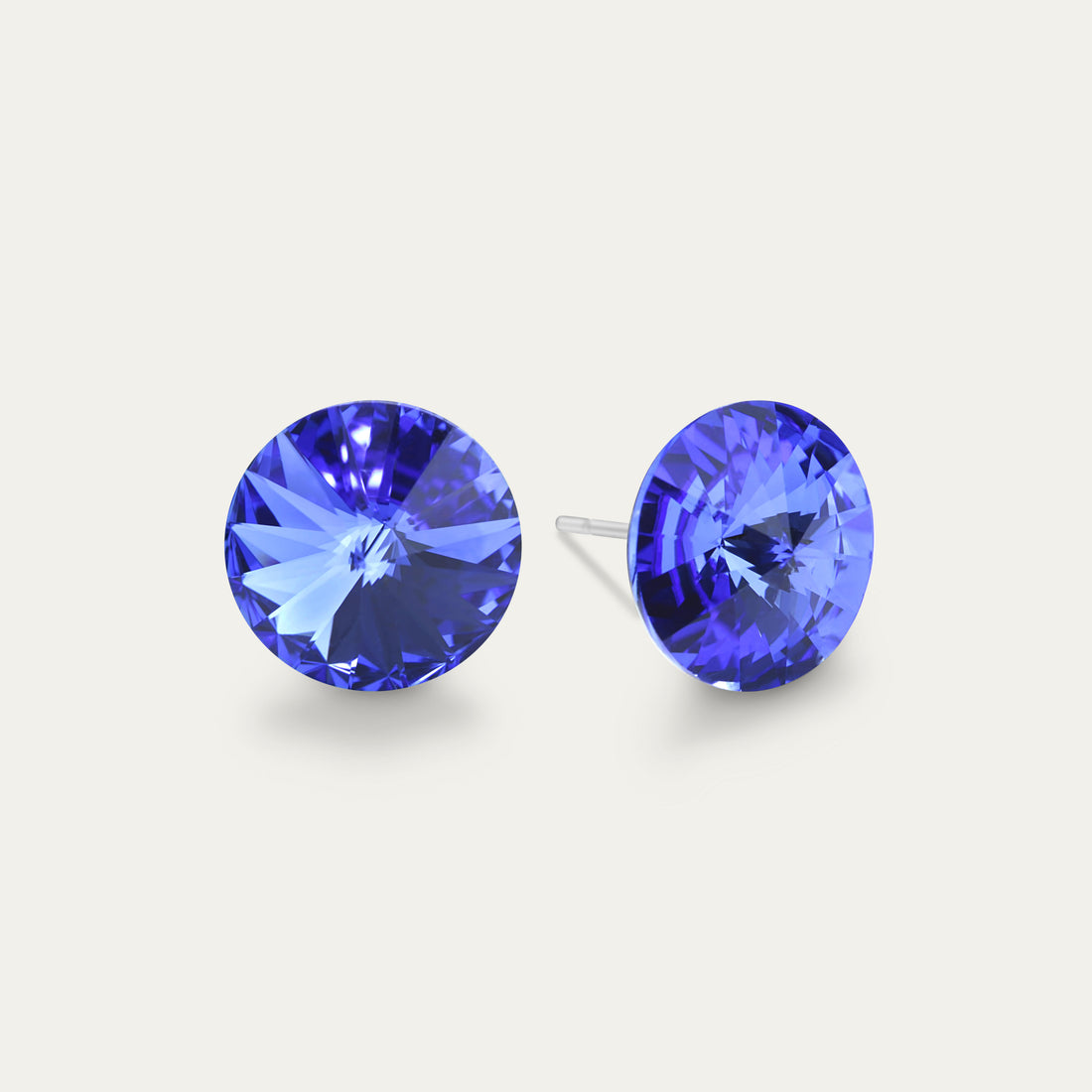 Ella - Sapphire - 10mm Blue Color Crystal - Hypoallergenic Stainless Steel Stud Earring