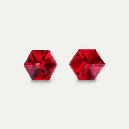 Iris - Light Siam - 6mm Red Color Cubic Crystal - Hypoallergenic Stainless Steel Stud Earring