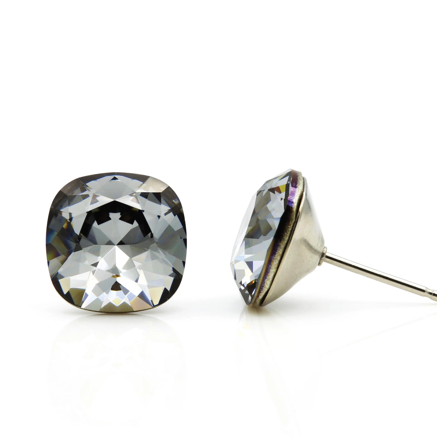 Sophia - Cushion Crystal -  Black-Diamond Earrings bySeona