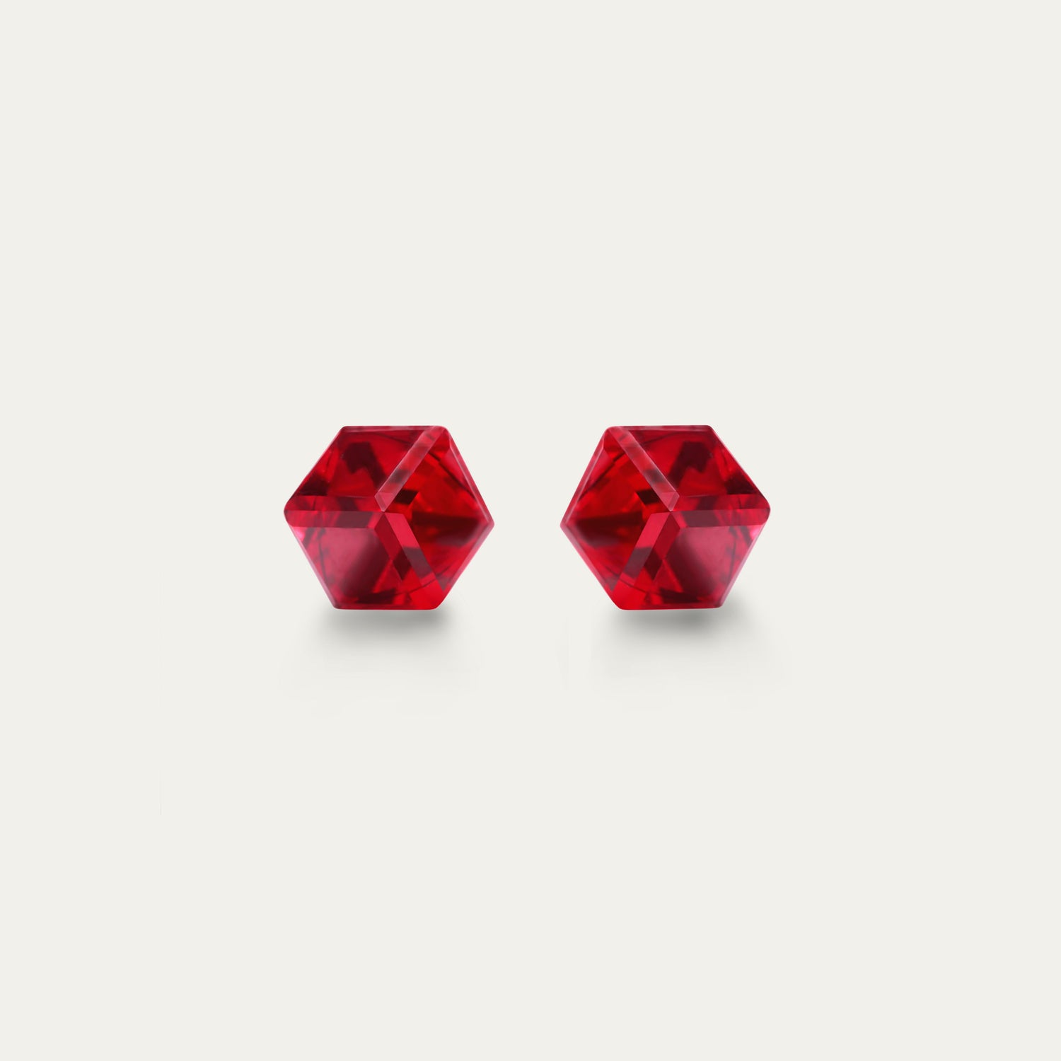 Irene - Light Siam - 4mm Red Color Cubic Crystal - Hypoallergenic Stainless Steel Stud Earring