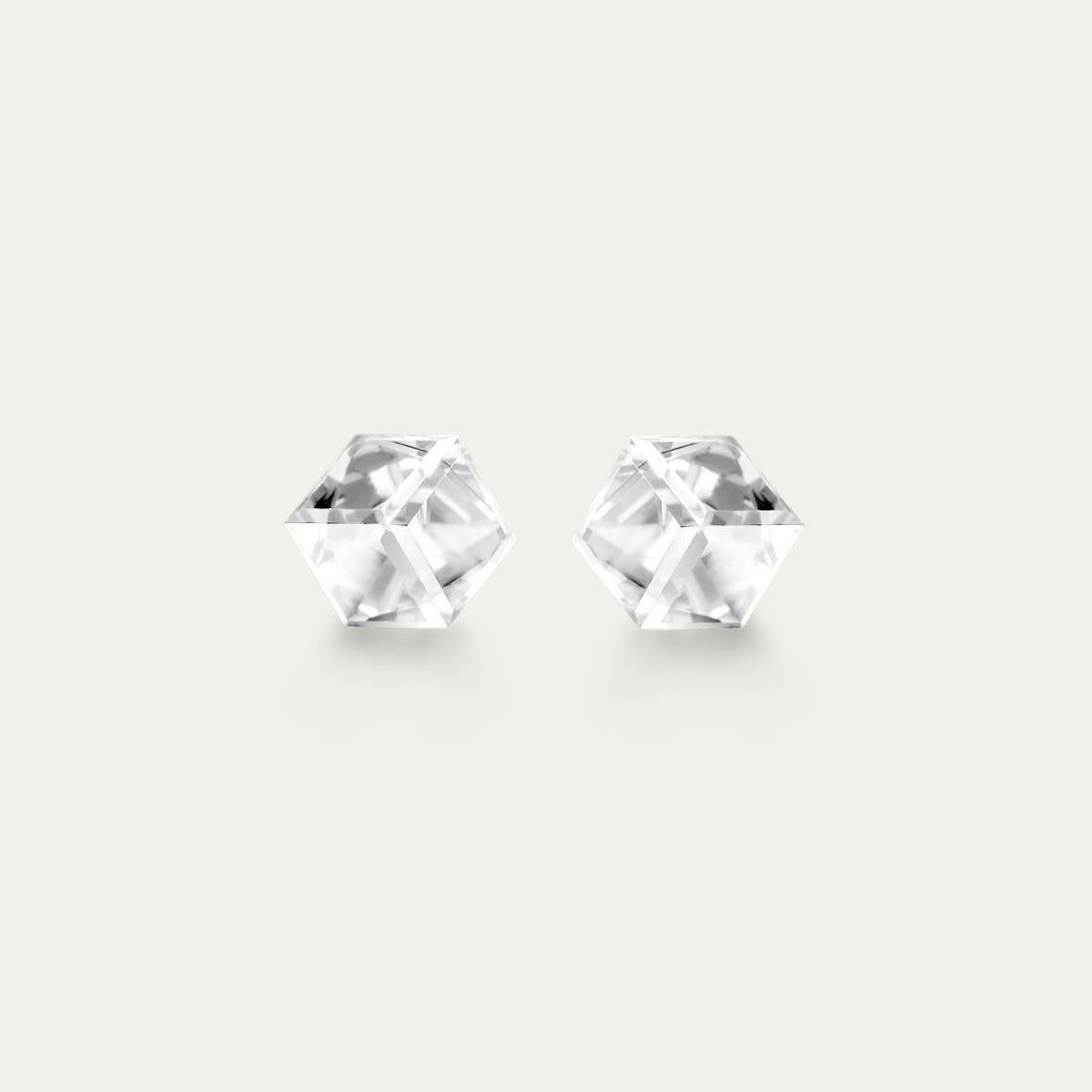 Irene - Crystal - 4mm Clear & White Color Cubic Crystal - Hypoallergenic Stainless Steel Stud Earring
