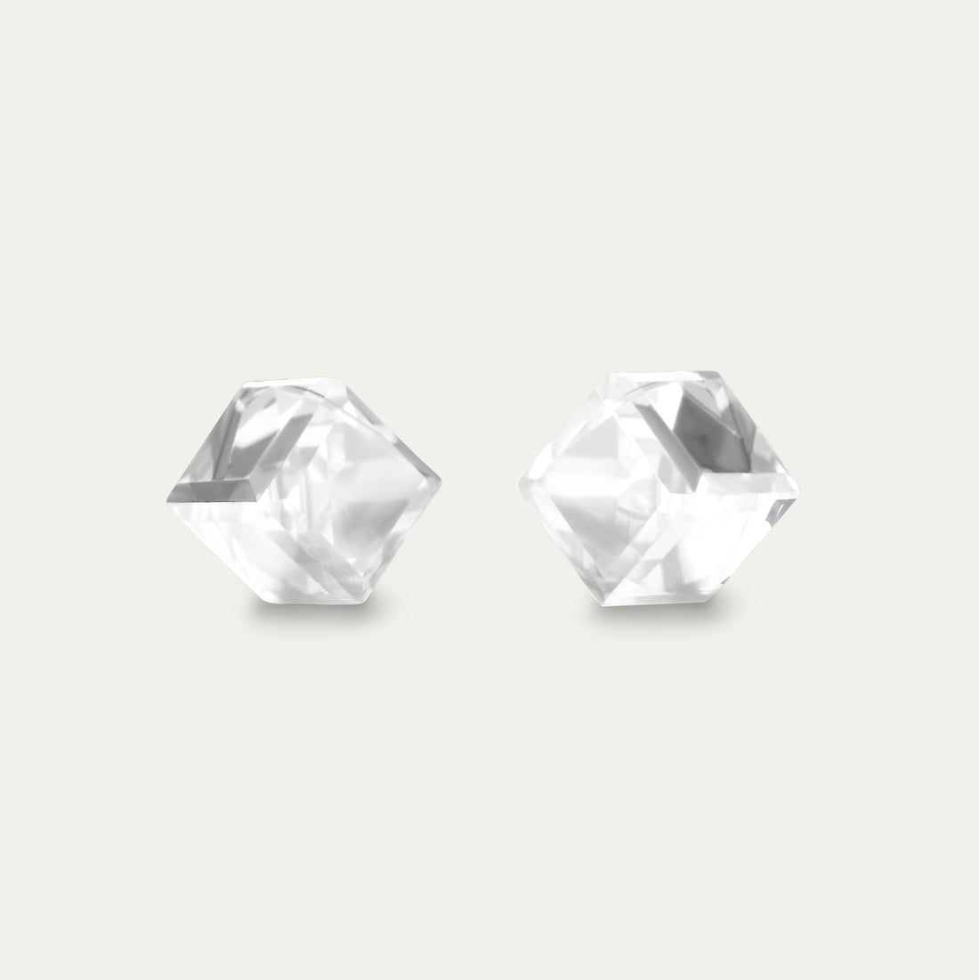 Iris - Crystal - 6mm Clear & White Color Cubic Crystal - Hypoallergenic Stainless Steel Stud Earring