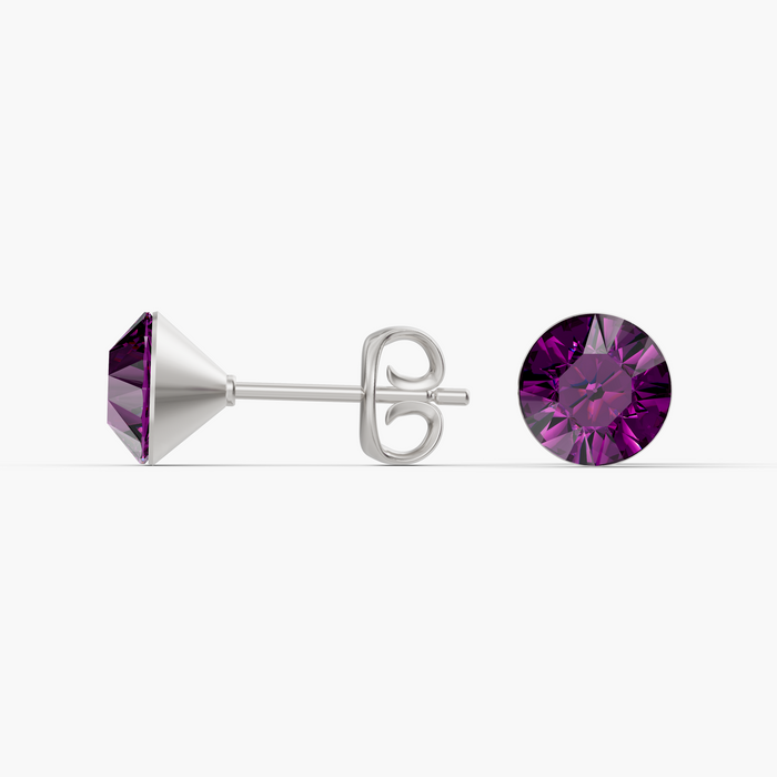 Aurora Crystal Stud Earrings - Amethyst
