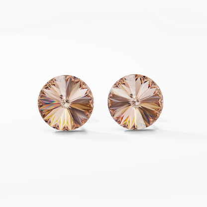 Mila Crystal Stud Earrings - Champagne - Seona