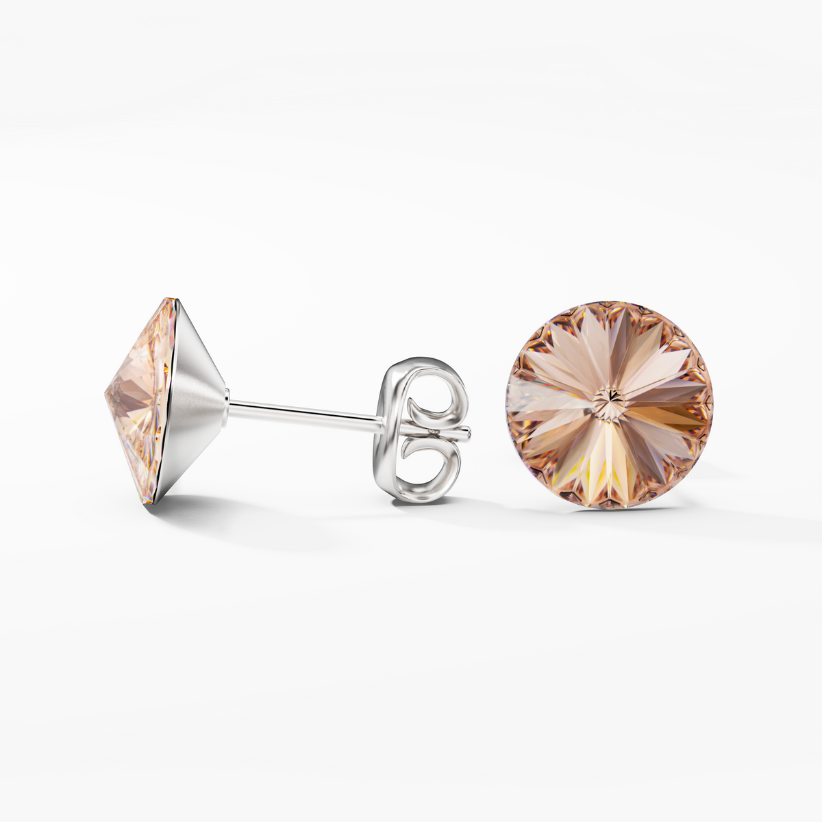 Mila Crystal Stud Earrings - Champagne - Seona