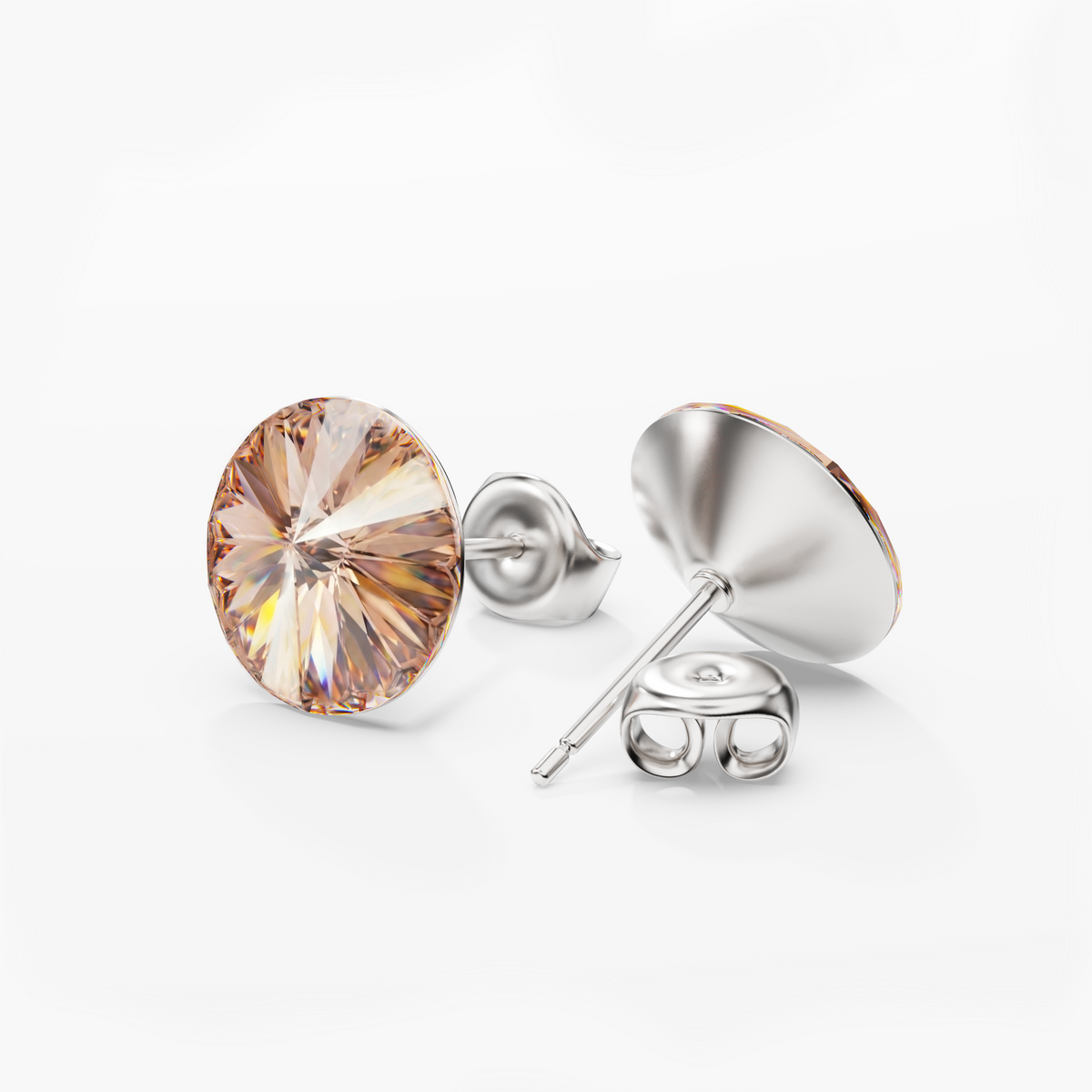 Ella Crystal Stud Earrings - Champagne