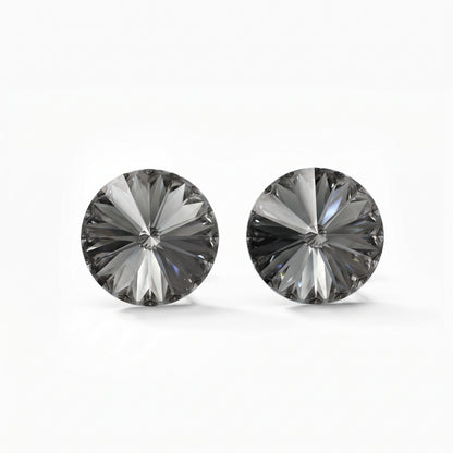 Ella Crystal Stud Earrings - Silver Night