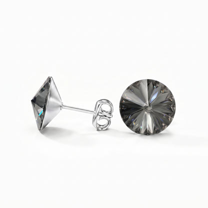 Ella Crystal Stud Earrings - Silver Night