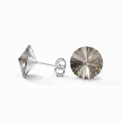 Ella Crystal Stud Earrings - Silver Shade