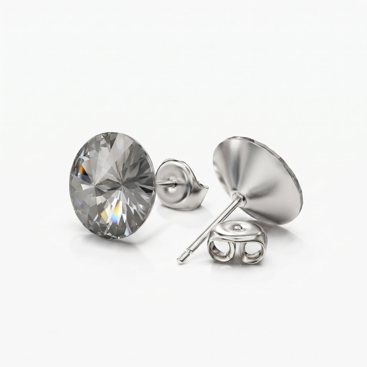 Ella Crystal Stud Earrings - Silver Shade