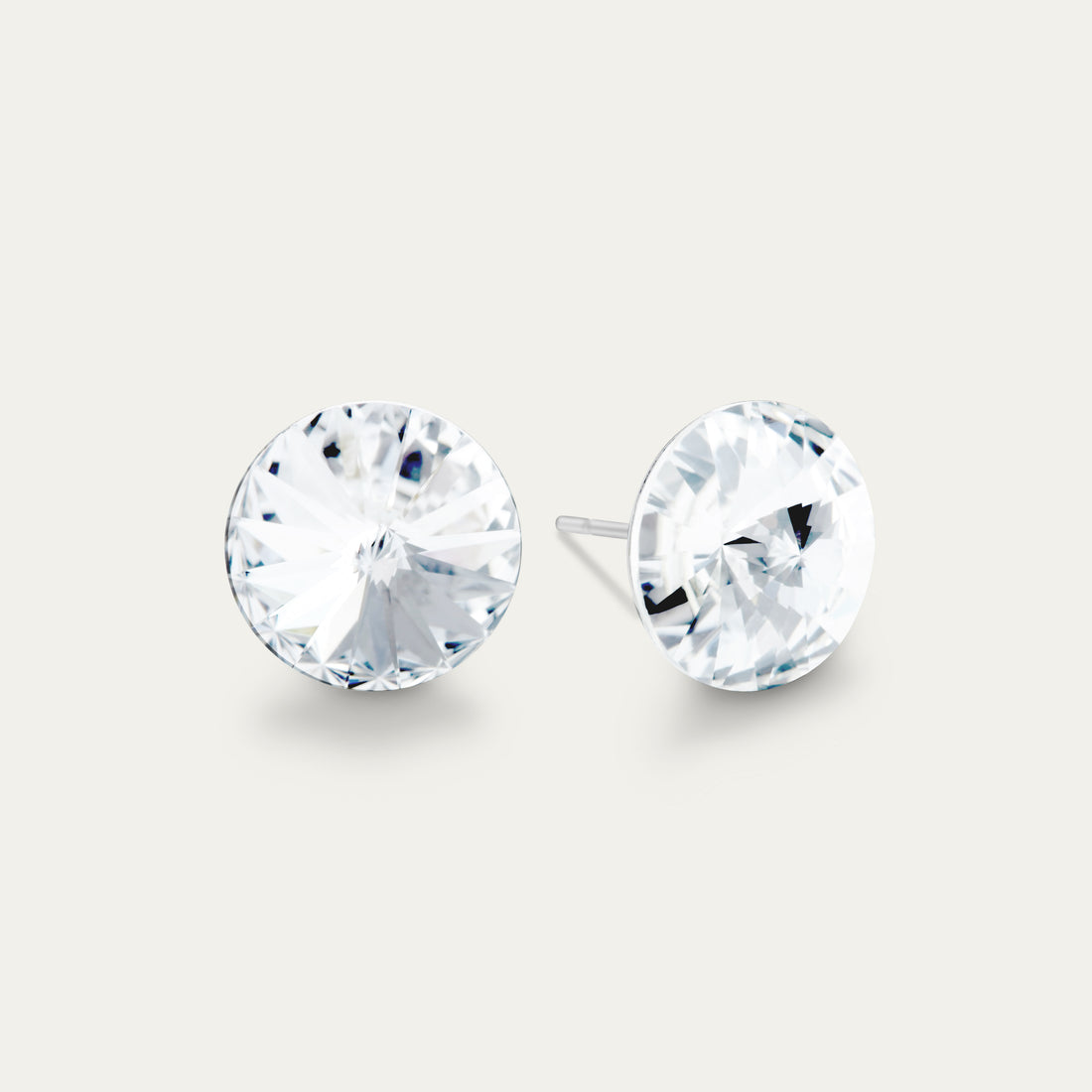 Ella - Clear - 10mm White &amp; Clear Color Crystal - Hypoallergenic Stainless Steel Stud Earring