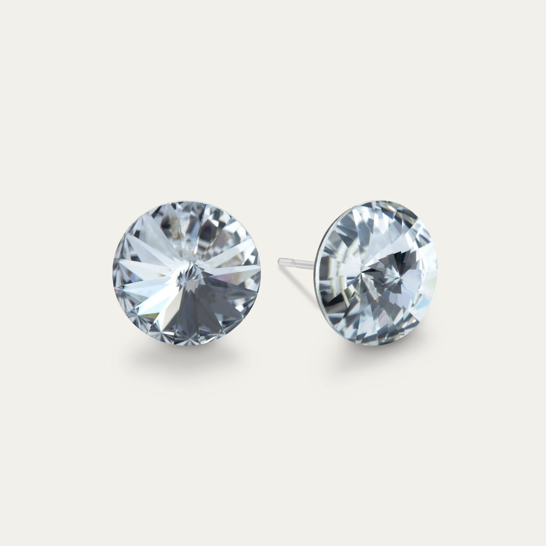 Ella - Clear - 10mm White &amp; Clear Color Crystal - Hypoallergenic Stainless Steel Stud Earring