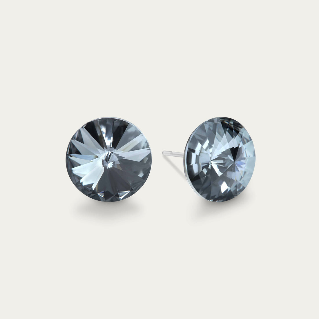 Ella - Black Diamond - 10mm Black Color Crystal - Hypoallergenic Stainless Steel Stud Earring