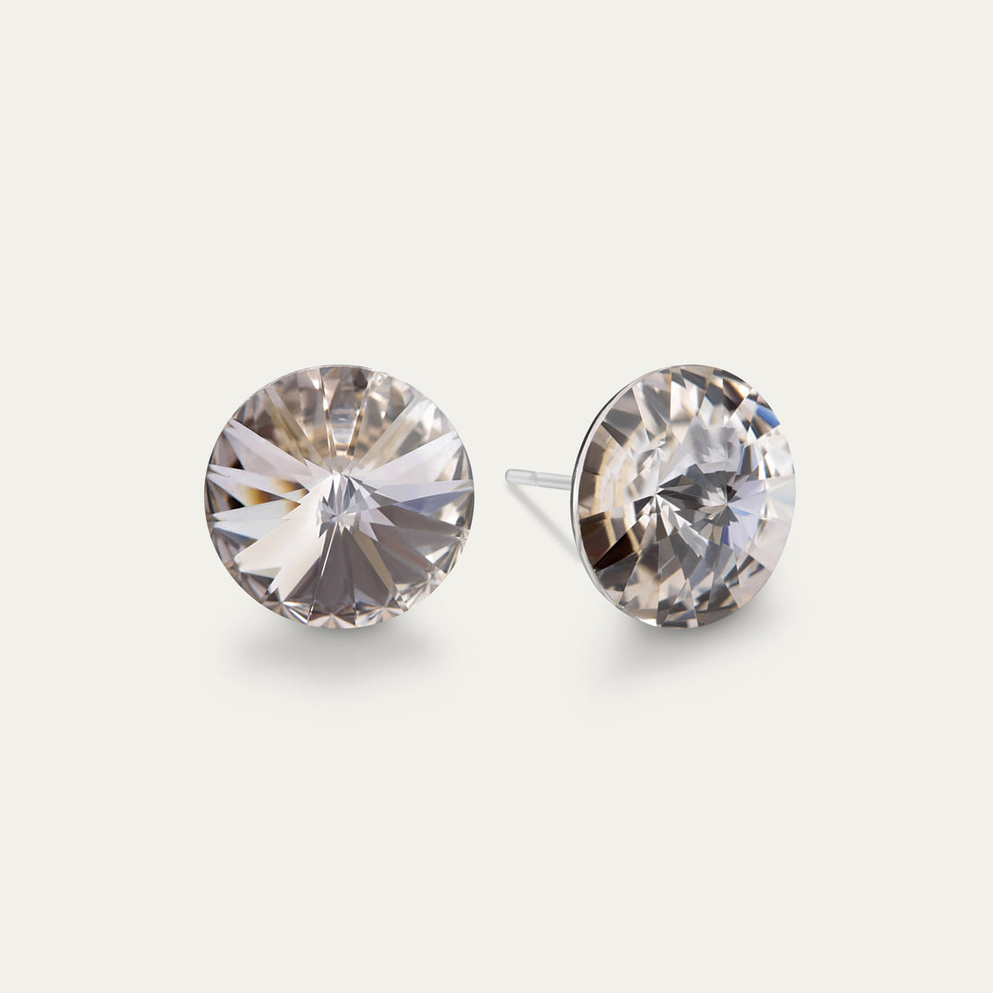 Ella - Champagne - 10mm Beige Color Crystal - Hypoallergenic Stainless Steel Stud Earring