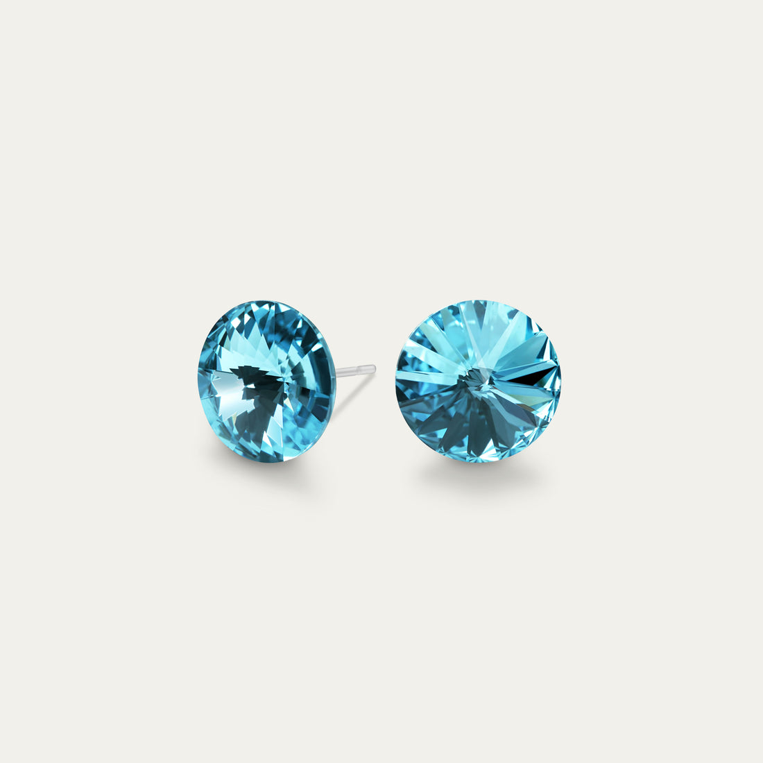 Mila - Aquamarine - 8mm Blue Color Crystal - Hypoallergenic Stainless Steel Stud Earring