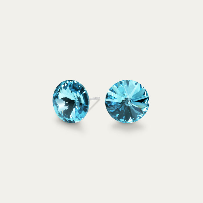 Mila - Aquamarine - 8mm Blue Color Crystal - Hypoallergenic Stainless Steel Stud Earring - Seona