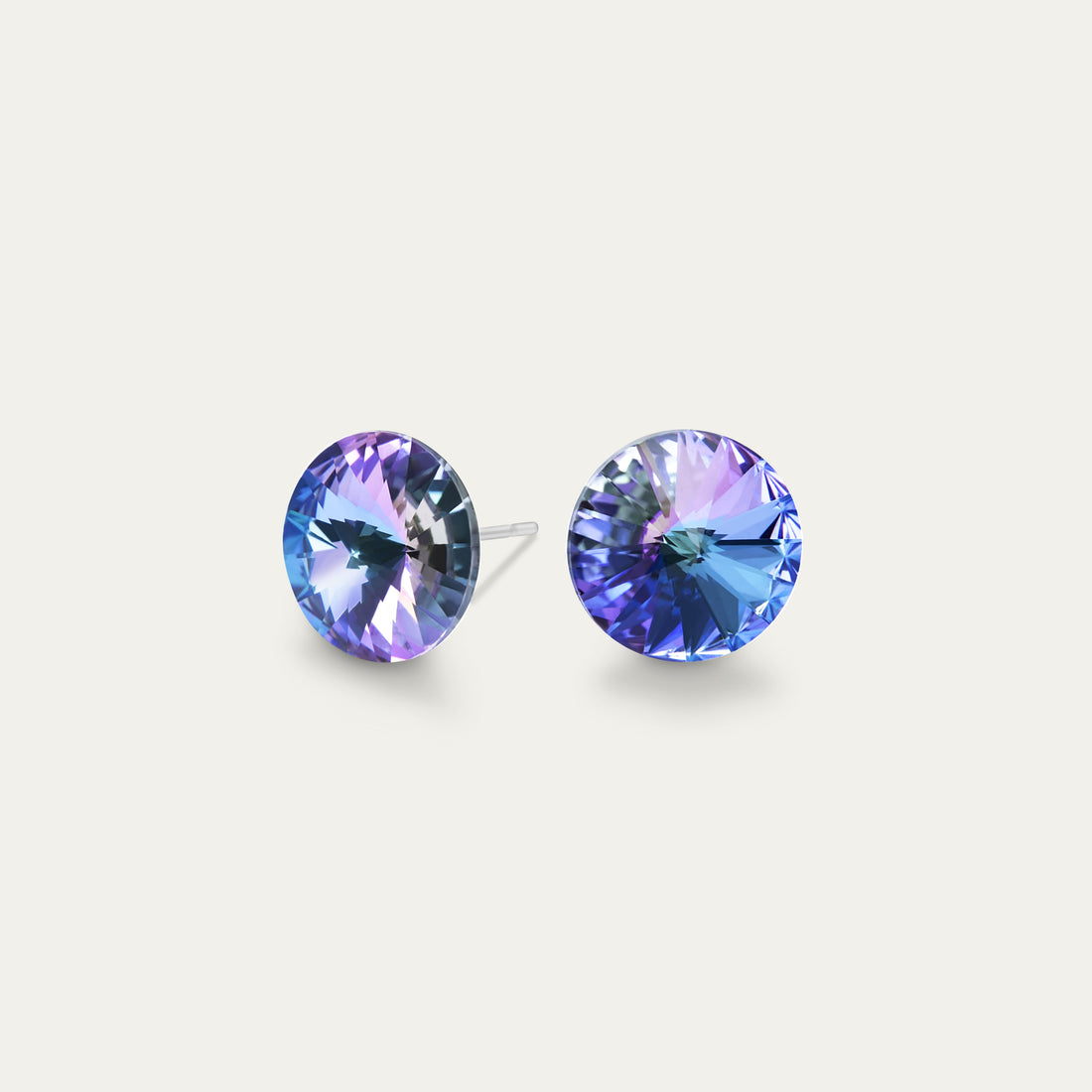 Mila - Vitrail Light - 8mm Iridescent & Purple Color Crystal - Hypoallergenic Stainless Steel Stud Earring