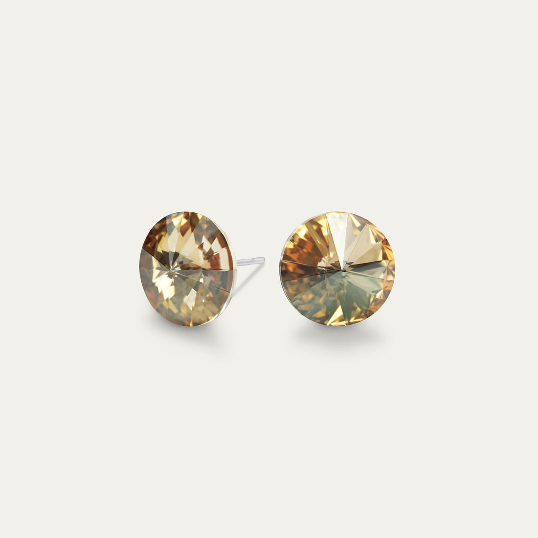 Mila - Golden Shadow - 8mm Gold Color Crystal - Hypoallergenic Stainless Steel Stud Earring