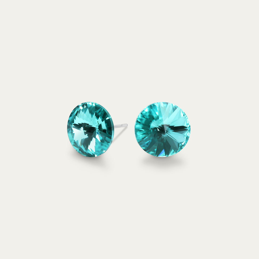 Mila - Light Turquoise - 8mm Blue & Green Color Crystal - Hypoallergenic Stainless Steel Stud Earring