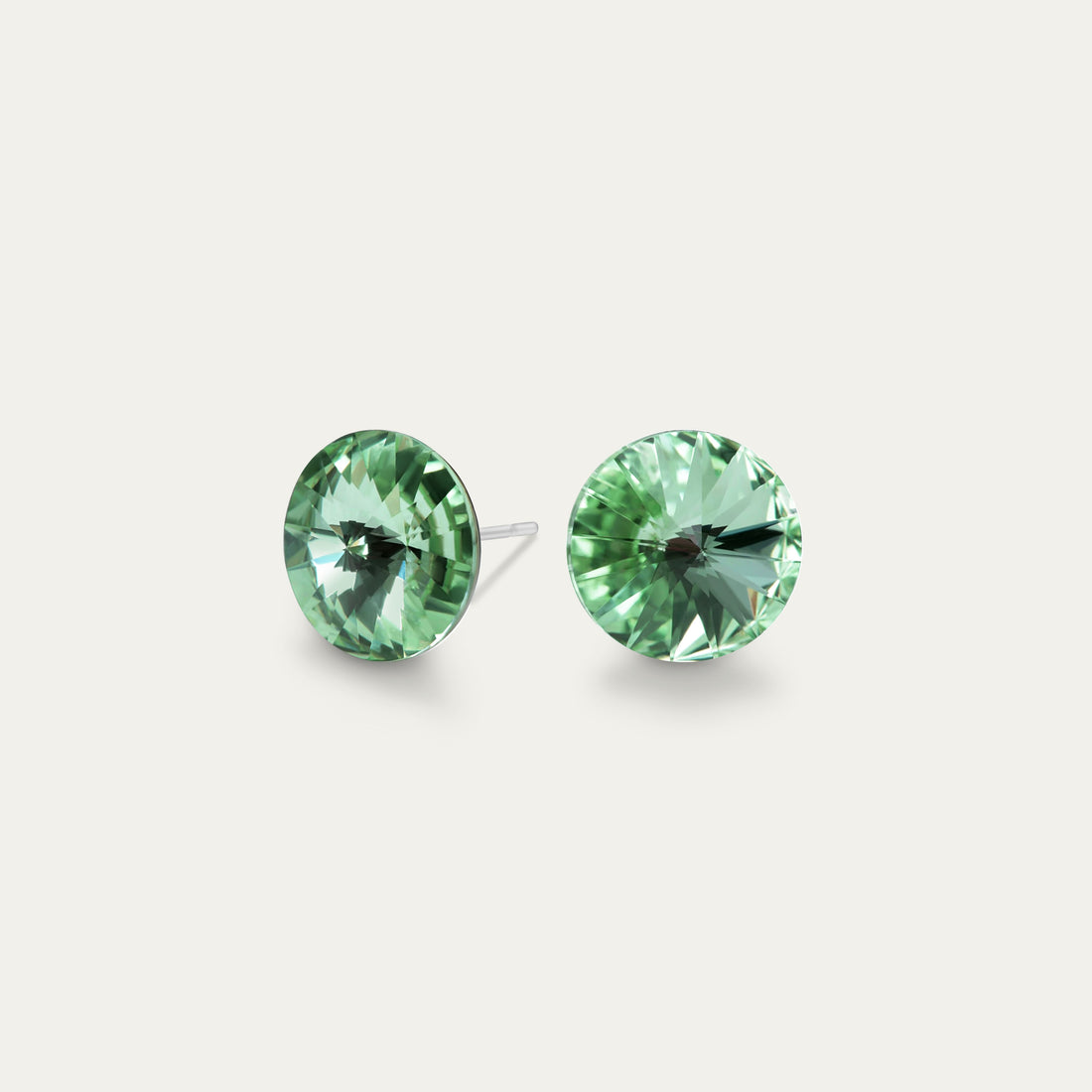 Mila - Chrysolite - 8mm Green Color Crystal - Hypoallergenic Stainless Steel Stud Earring